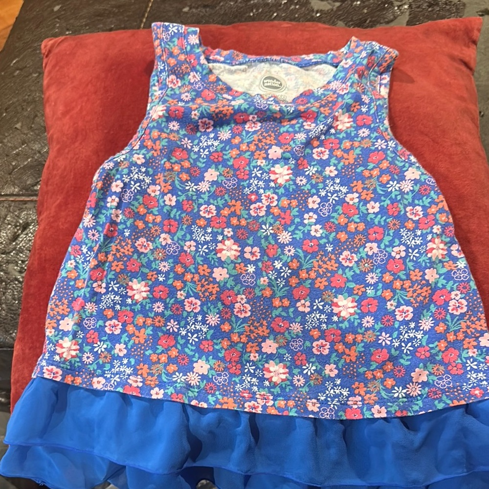 Floral Blue Kids Sleeveless Top